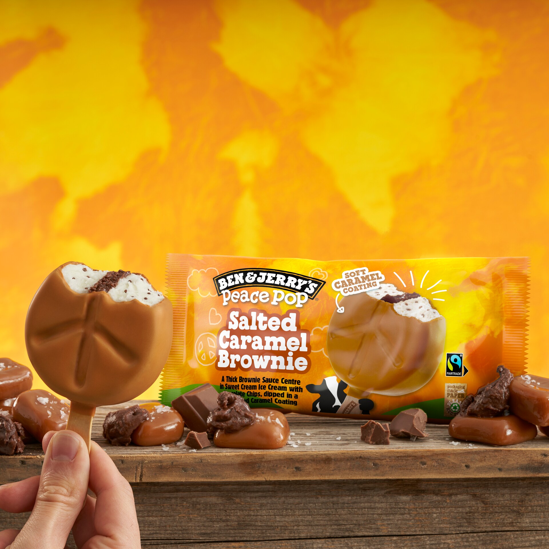 Salted Caramel Brownie Peace Pop Ben Jerry s